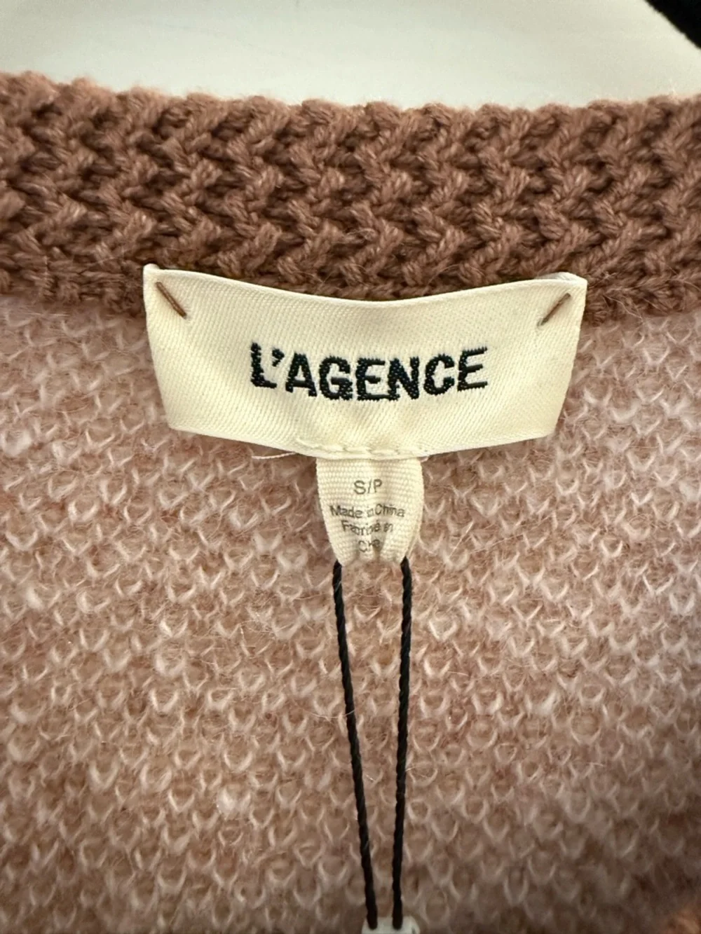 NWT L’agence Siobhan Argyle Cardigan NATURAL MAUVE Wool Sweater Small